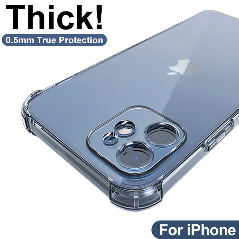 Thick Shockproof Silicone Phone Case For iPhone 13 12 11 Pro Xs Max lens Protection Case on iPhone X Xr 6s 7 8 Plus case Cover