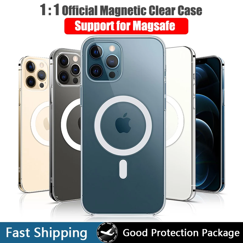 Transparent Magnetic Magnet Case for iPhone 13 12 11 Pro Max Mini 7 8 Plus